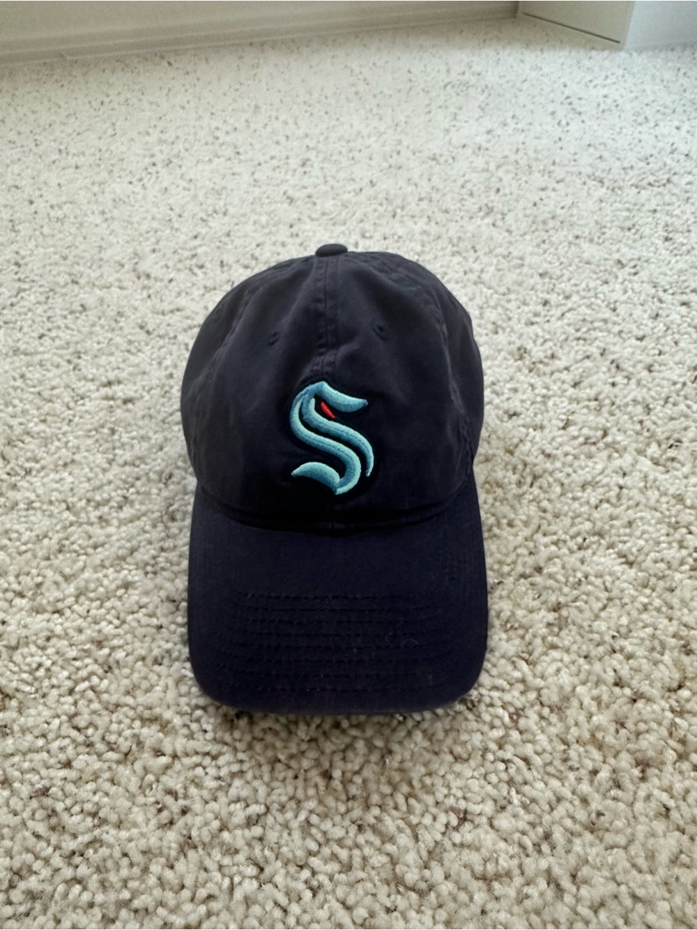 Seattle Kraken Youth Navy Blue Baseball Cap with Teal 'S' Logo
